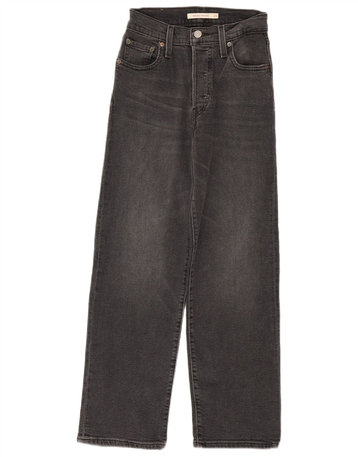 Levi's Damen Ribcage Straight Jeans W23 L27 Graue Baumwolle