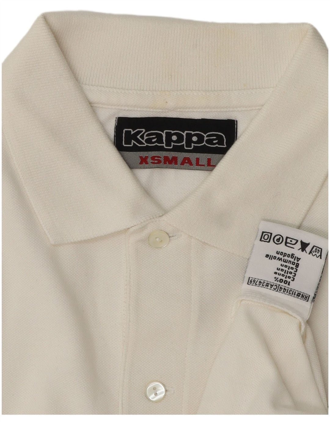 Kappa Herren Langarm-Poloshirt XS weiße Baumwolle