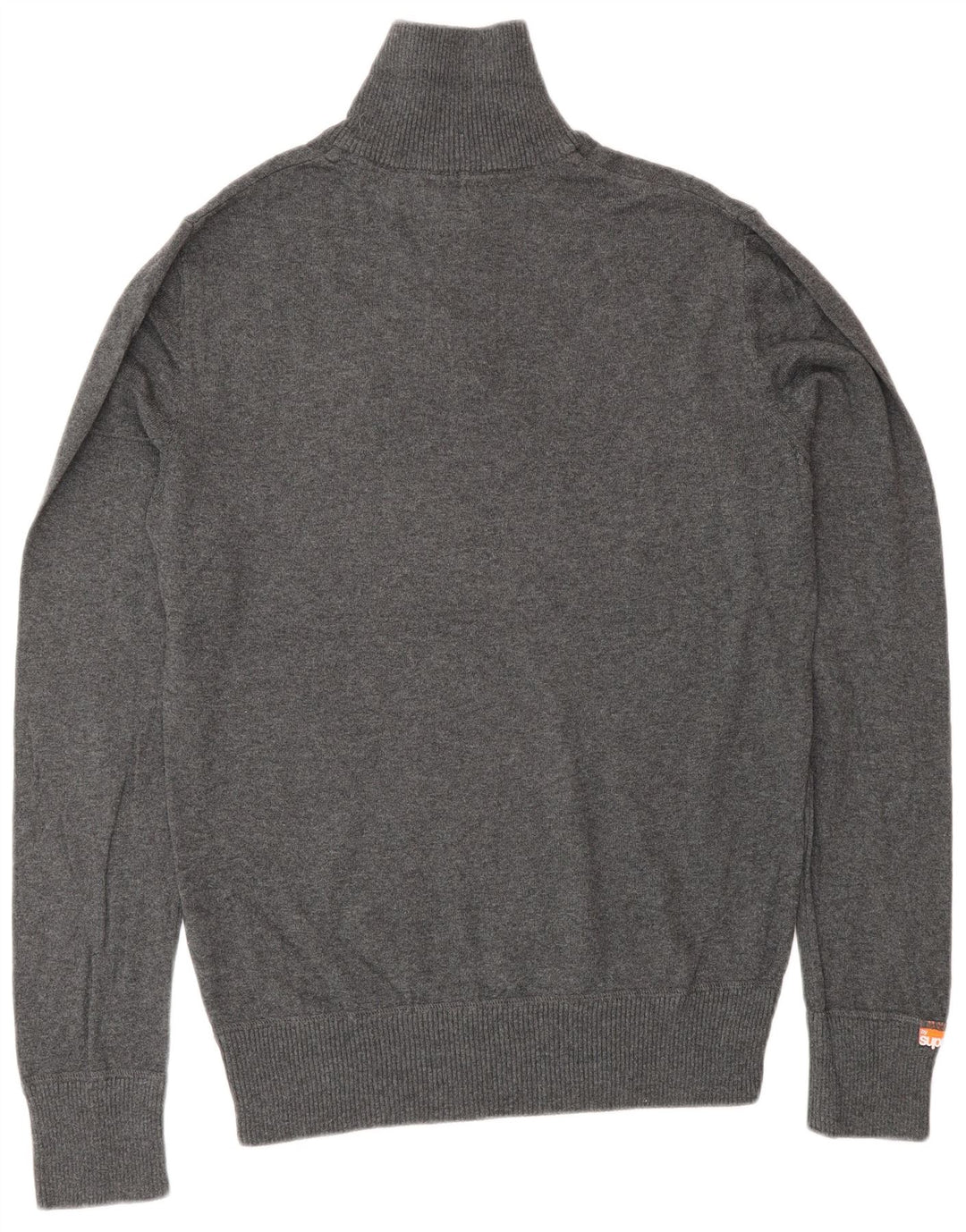 Superdry Herren-Pullover mit Reißverschluss am Hals, mittelgraue Baumwolle