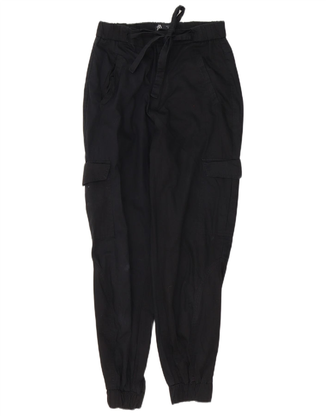 Zara Damen-Jogginghose, Cargohose, Größe S, W26, L27, Schwarz, Baumwolle