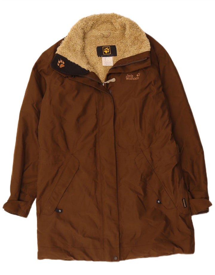 JACK WOLFSKIN Womens Sherpa Windbreaker Coat UK 16 Large Brown Polyester