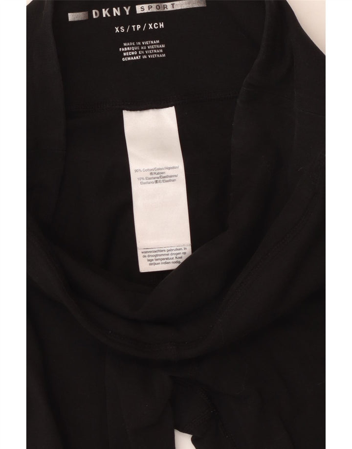 Dkny Womens Graphic Leggings UK 4 XS Schwarze Baumwolle