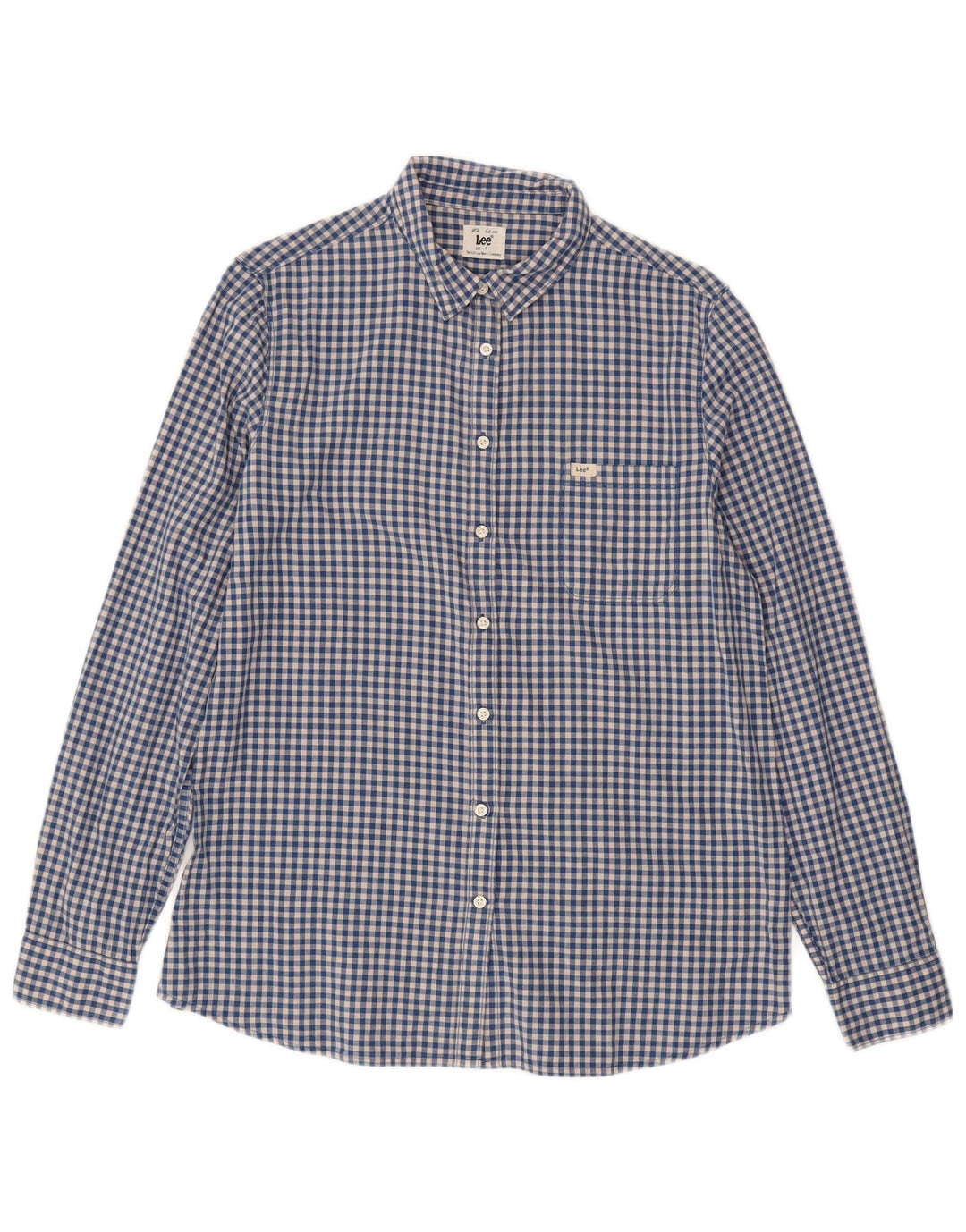 LEE Herrenhemd, großes, blaues Gingham-Baumwollhemd