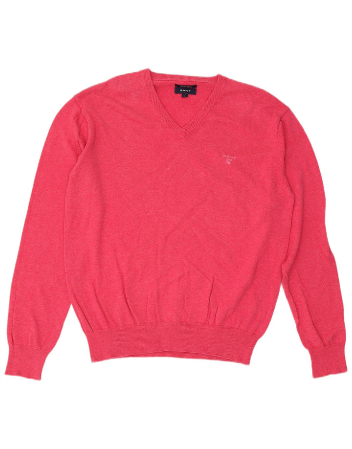 Gant Herren-Pullover mit V-Ausschnitt, groß, rosa Baumwolle