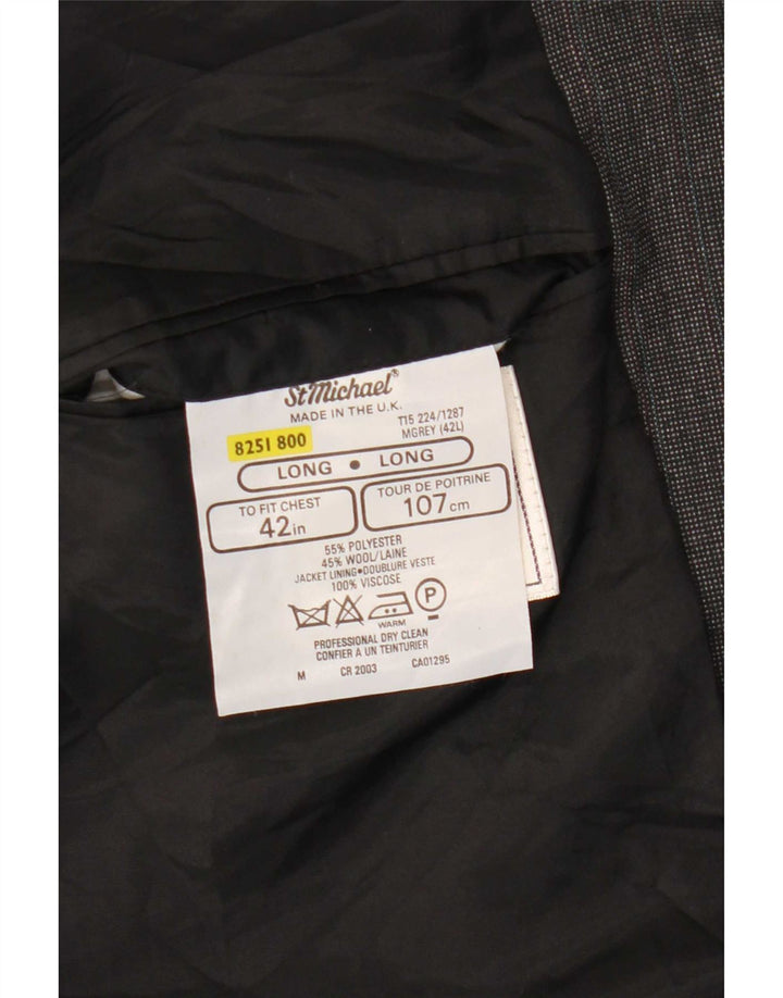 Marks & Spencer Herren-Blazer, lang, mit 2 Knöpfen, UK 42, Größe L, grau, Polyester