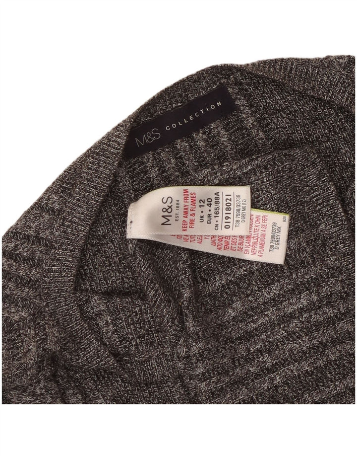 Marks & Spencer Damen-Pullover mit U-Boot-Ausschnitt, Gr. 12, Mittelgrau meliert