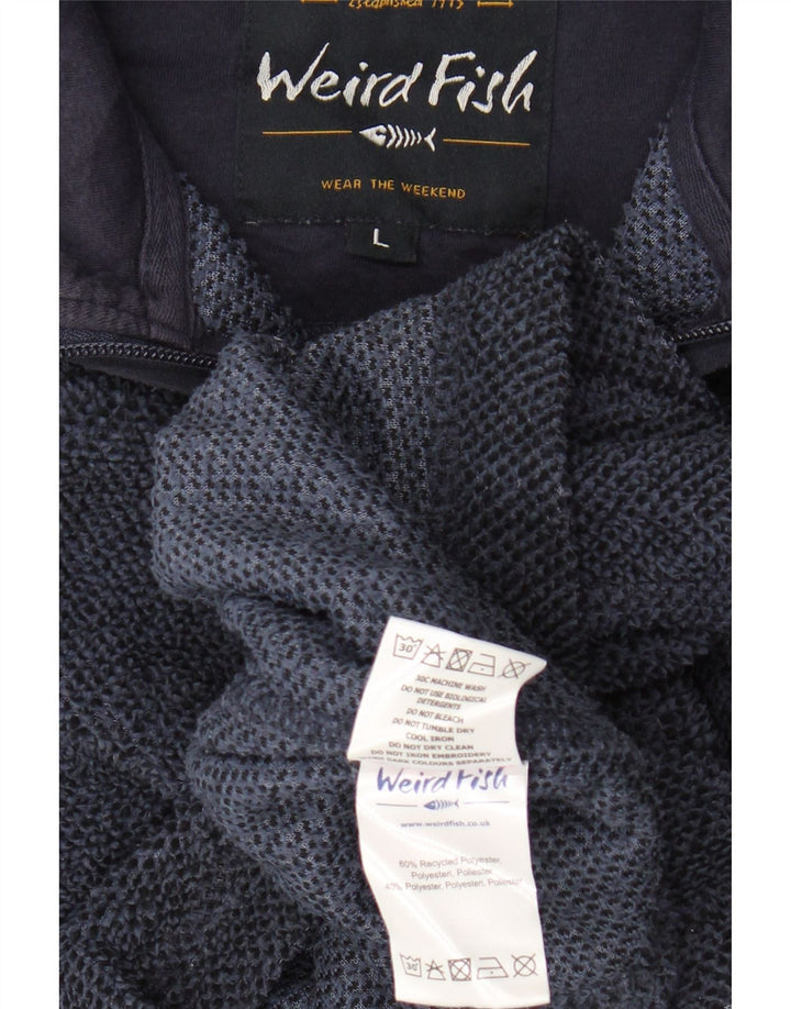 WEIRD FISH Herren-Sweatshirt mit Reißverschluss am Hals, groß, marineblaues Polyester
