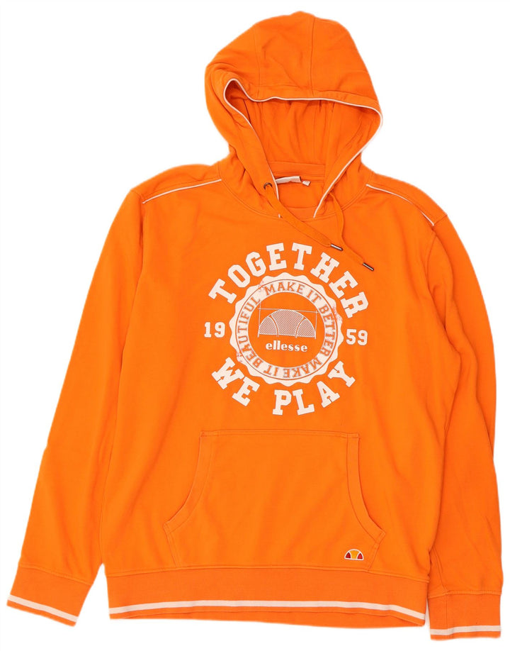 ELLESSE Herren Graphic Hoodie Pullover XL Orange Baumwolle