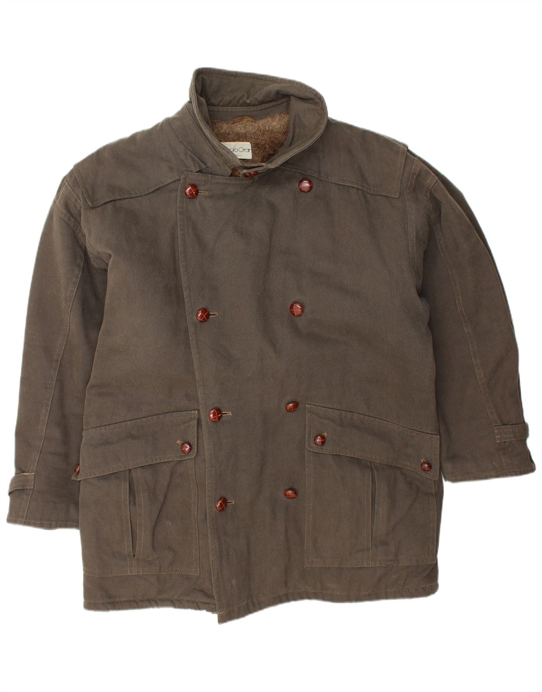 VINTAGE Herren Sherpa Jacke UK 40 Große braune Baumwolle