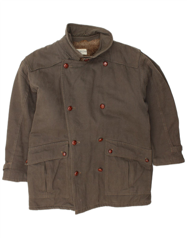 VINTAGE Herren Sherpa Jacke UK 40 Große braune Baumwolle