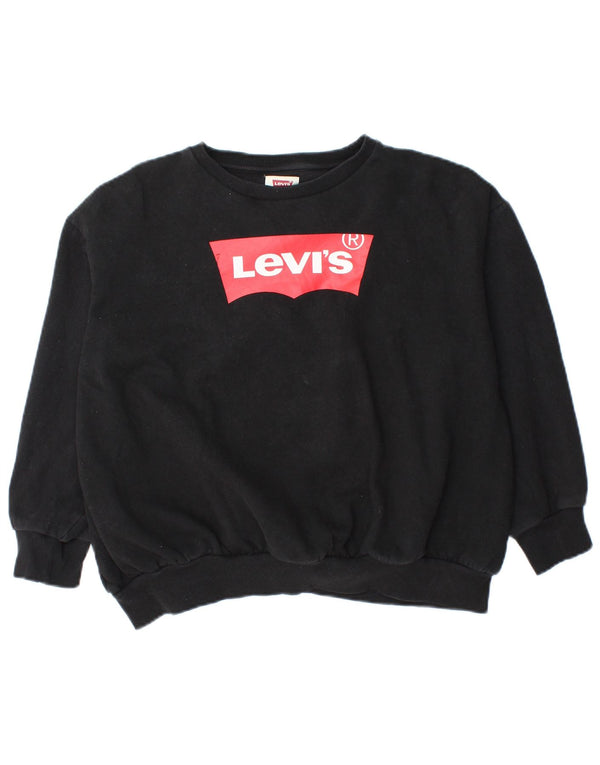 Levi's Mädchen-Sweatshirt mit übergroßem Grafikmotiv, 12–13 Jahre, Größe L, Schwarz
