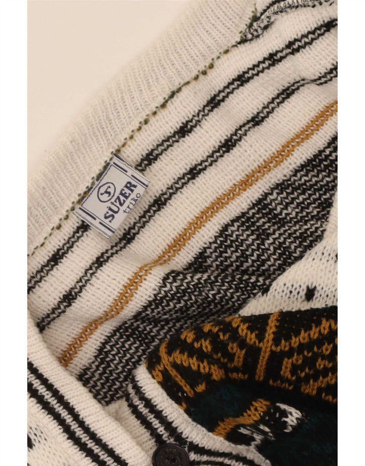 Vintage Herren-Cardigan-Pullover, groß, mehrfarbig, Fair Isle