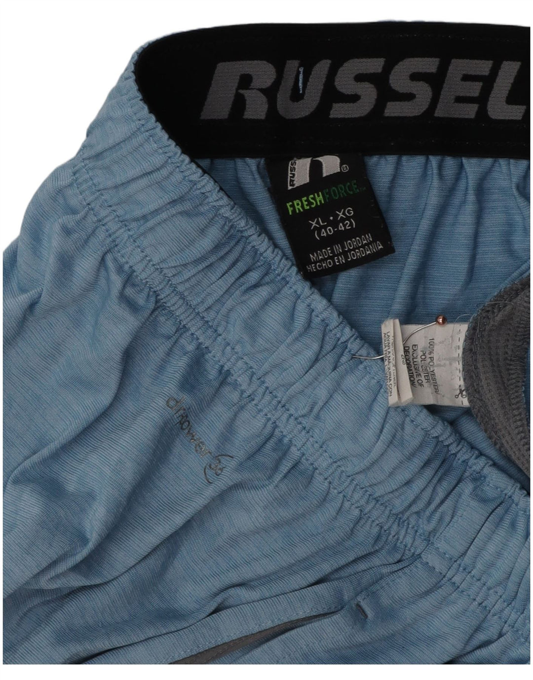 RUSSELL ATHLETIC Herren-Sportshorts XL Blaues Colourblock-Polyester