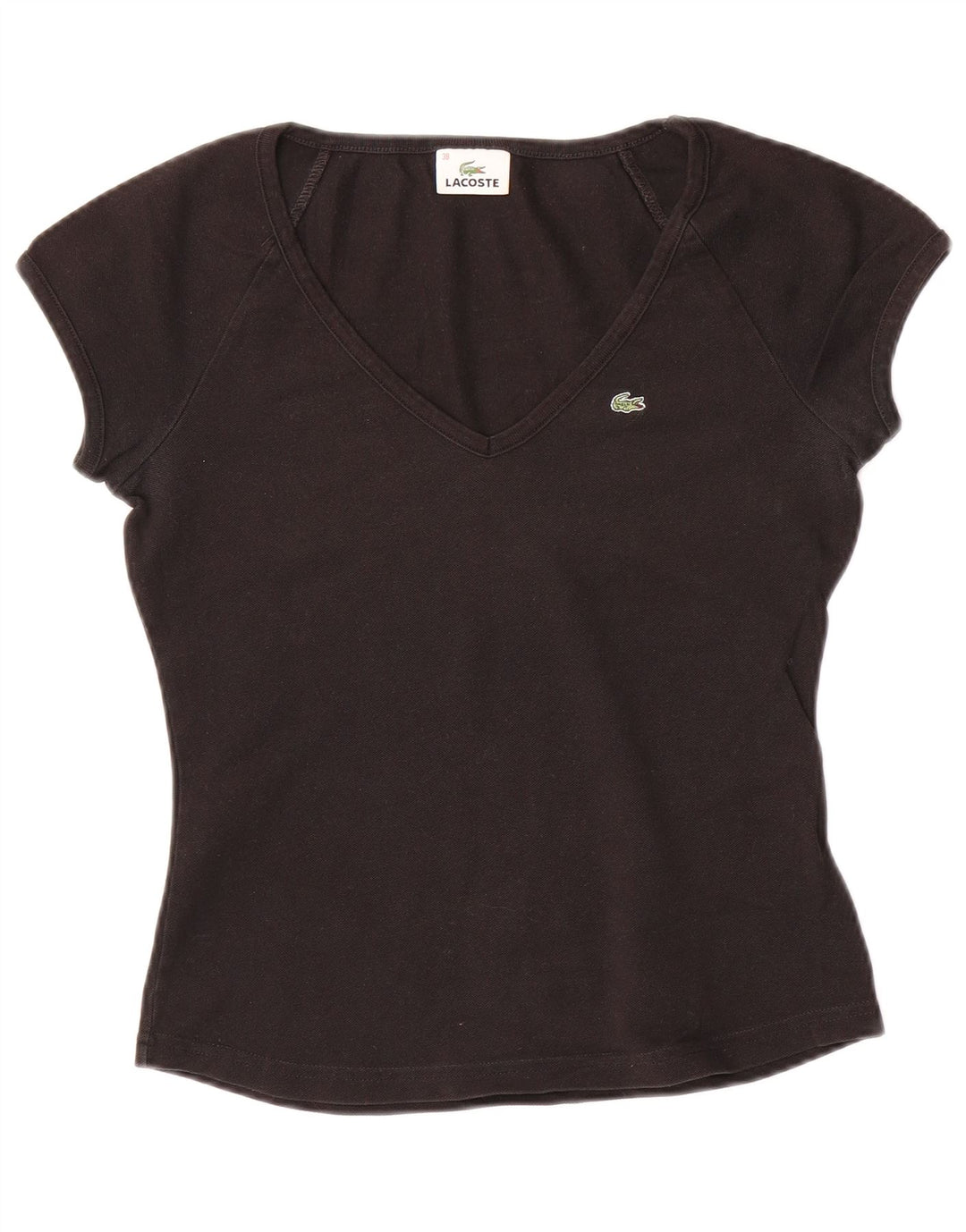 LACOSTE Damen T-Shirt Top Größe 38 Mittelschwarze Baumwolle
