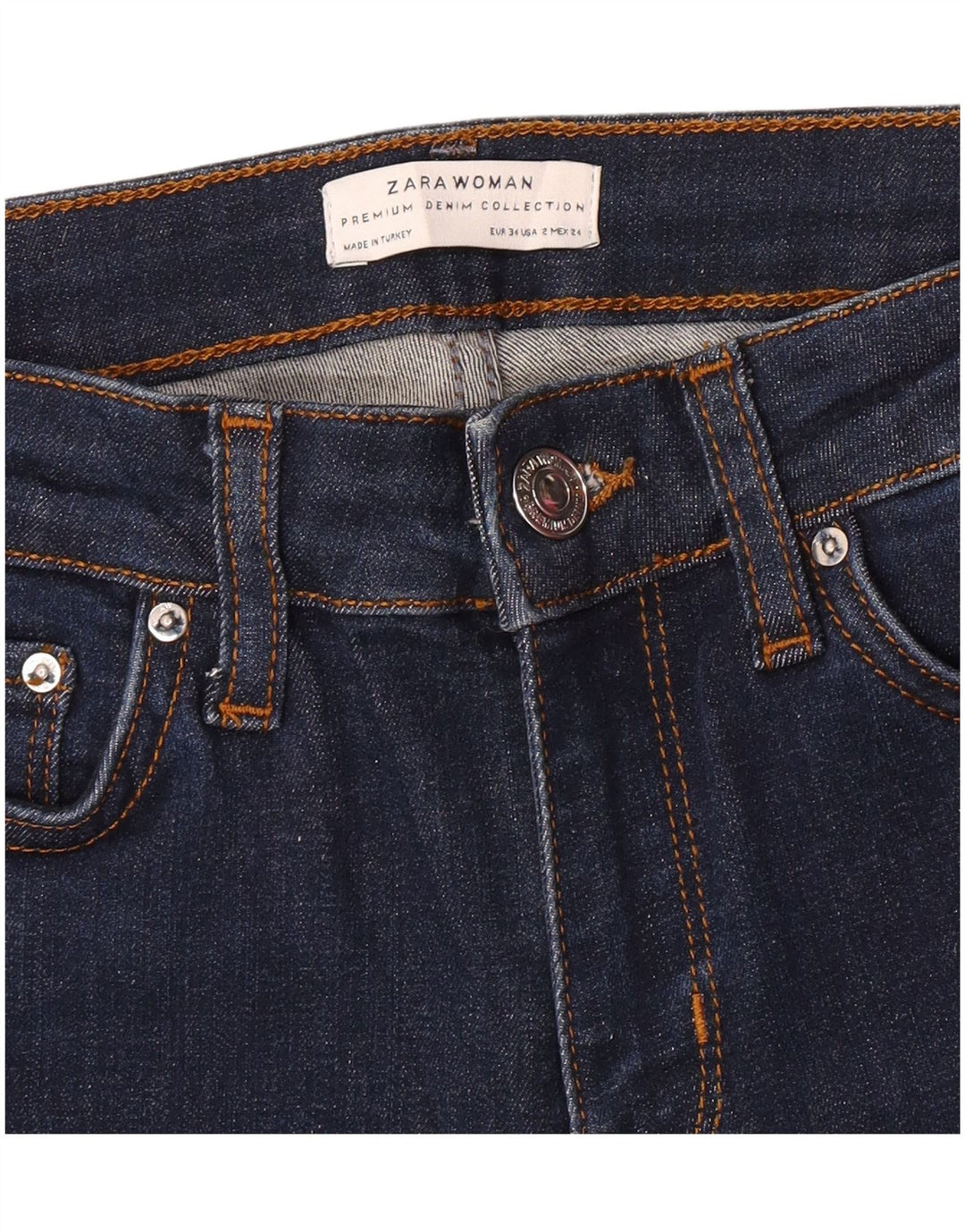 Zara Damen Schlagjeans EU 34 2XS W24 L31 Marineblau
