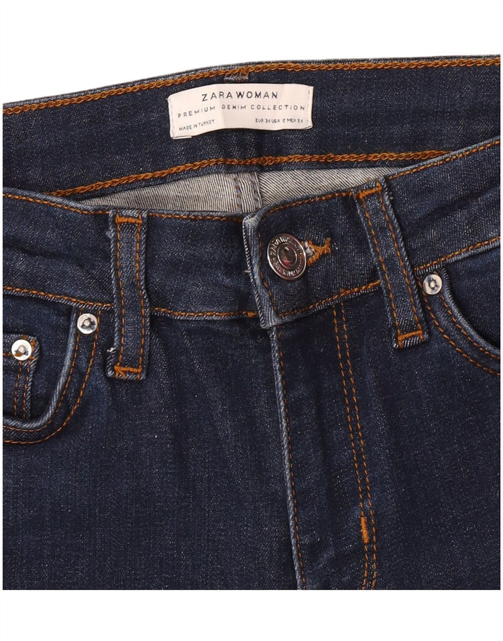 Zara Damen Schlagjeans EU 34 2XS W24 L31 Marineblau