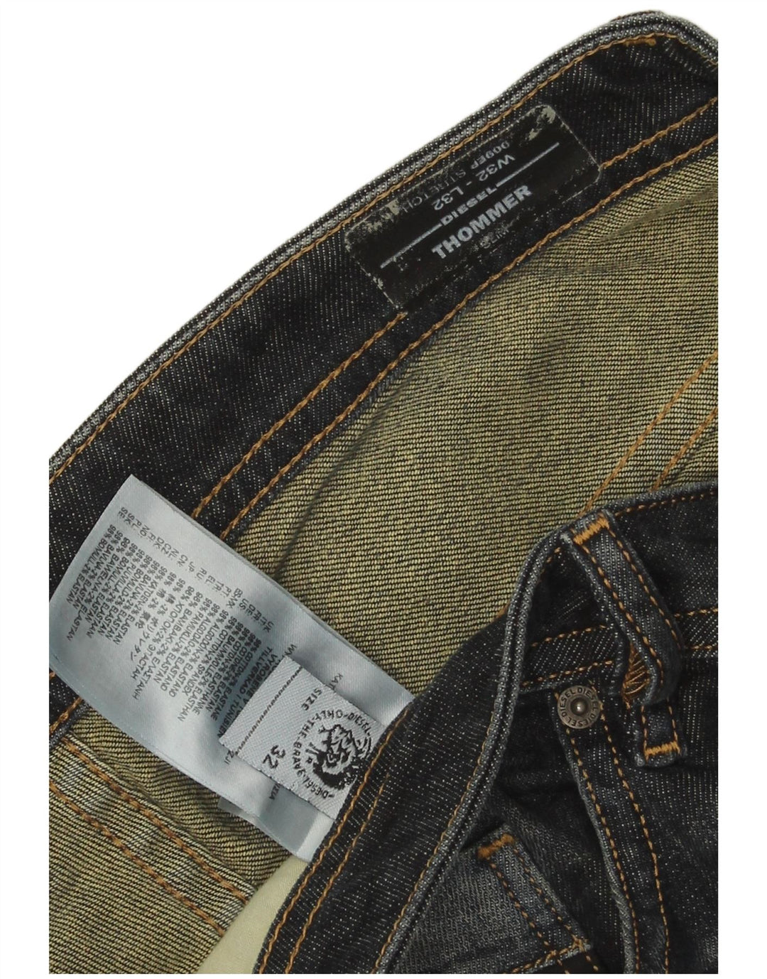 Diesel Herren Thommer Slim Jeans W32 L32 Marineblau Baumwolle