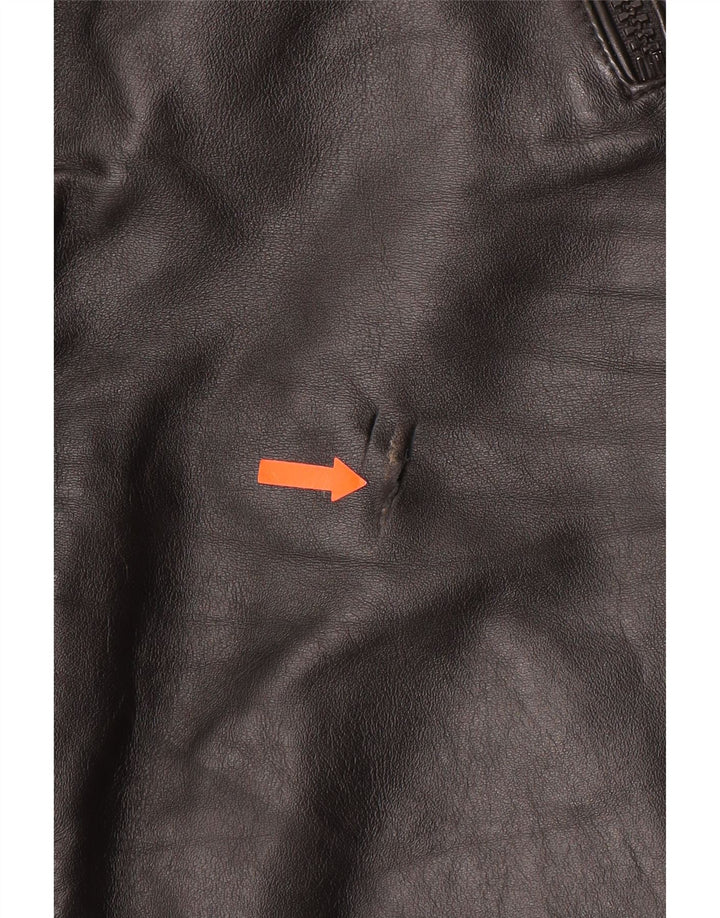 VINTAGE Damen Moto Racer Hose IT 44 Medium W30 L27 Schwarzes Leder