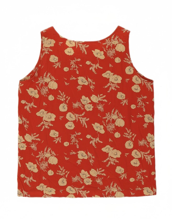 VINTAGE Womens Sleeveless Blouse Top EU 40 Medium Red Floral Silk Vintage Vintage and Second-Hand Vintage from Messina Hembry 