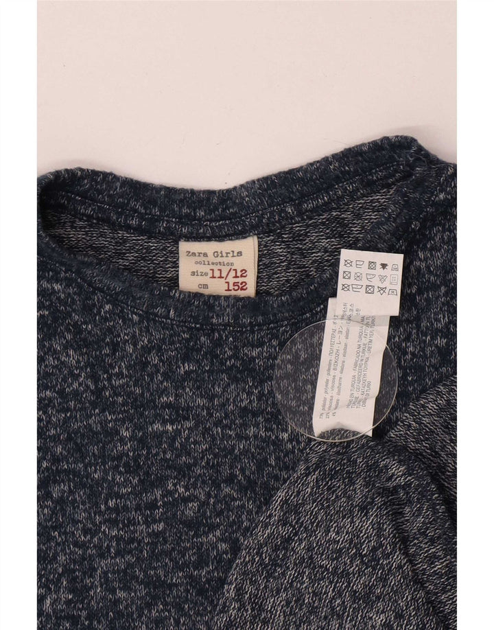 Zara Mädchen-Sweatshirt-Pullover, 11–12 Jahre, marineblau meliertes Polyester