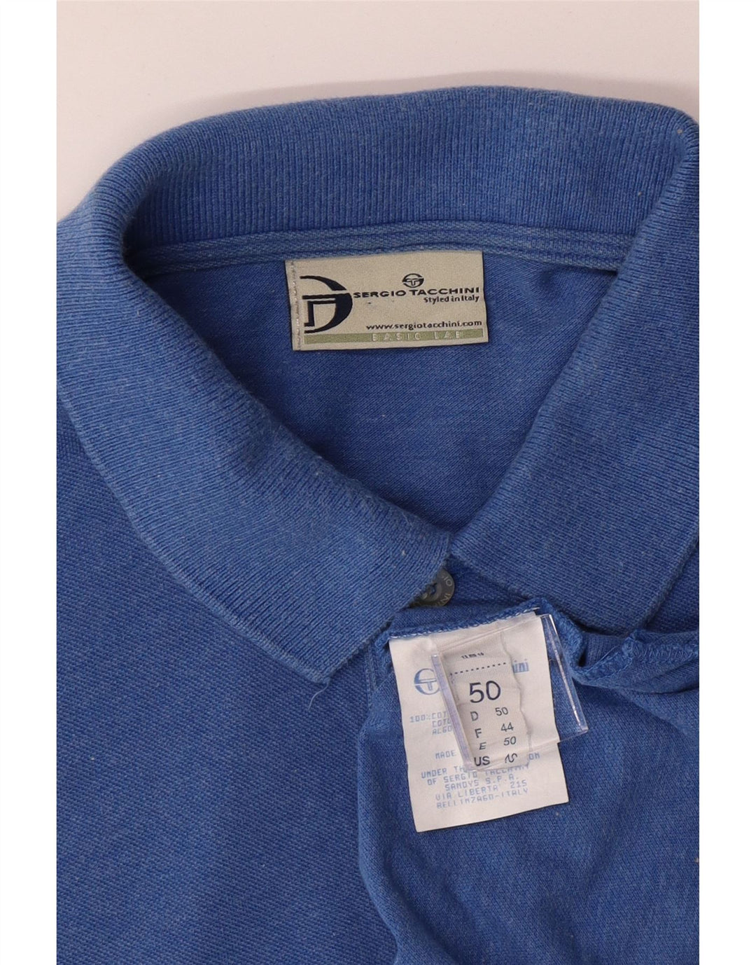 SERGIO TACCHINI Mens Polo Shirt IT 50 Medium Blue Cotton