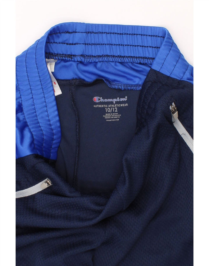 CHAMPION Boys Sport Shorts 10-11 Years Navy Blue Colourblock Polyester Vintage Champion and Second-Hand Champion from Messina Hembry 