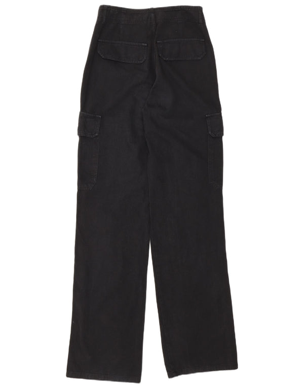 Zara Damen-Cargohose mit lockerer Passform, EU 32, 2XS, W22, L32, schwarze Baumwolle