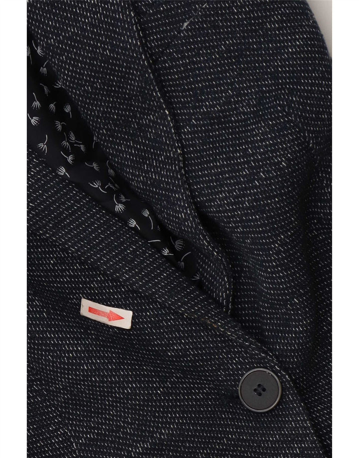 Zara Damen 1-Knopf-Blazer-Jacke, UK 14, groß, marineblau, Polyester