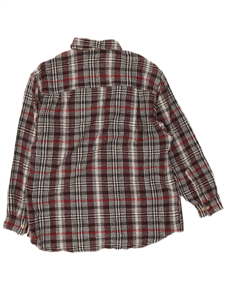 Vintage Herren Flanellhemd Größe 16 1/2 Große grau karierte Baumwolle