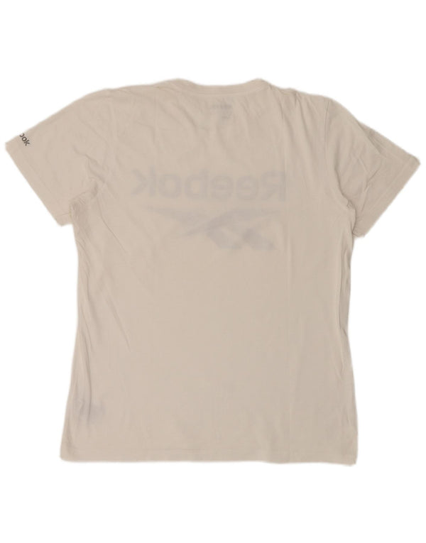 REEBOK Mens Graphic T-Shirt Top Large White Cotton