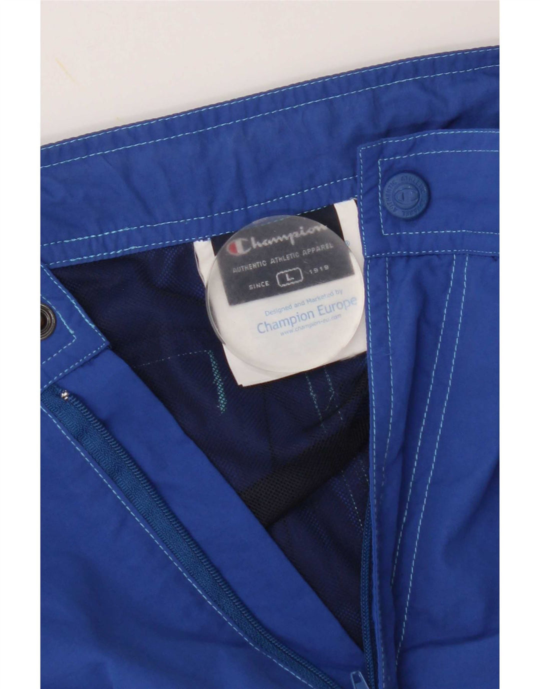 Champion Herren-Badeshorts mit Grafik, groß, blaues Colourblock-Nylon