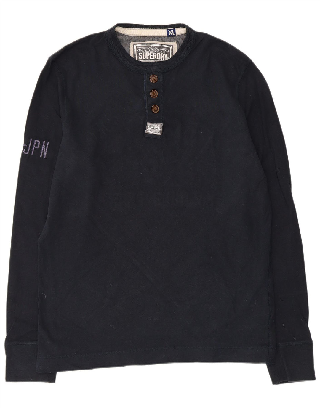 Superdry Herren Graphic Top Langarm XL Marineblau Baumwolle