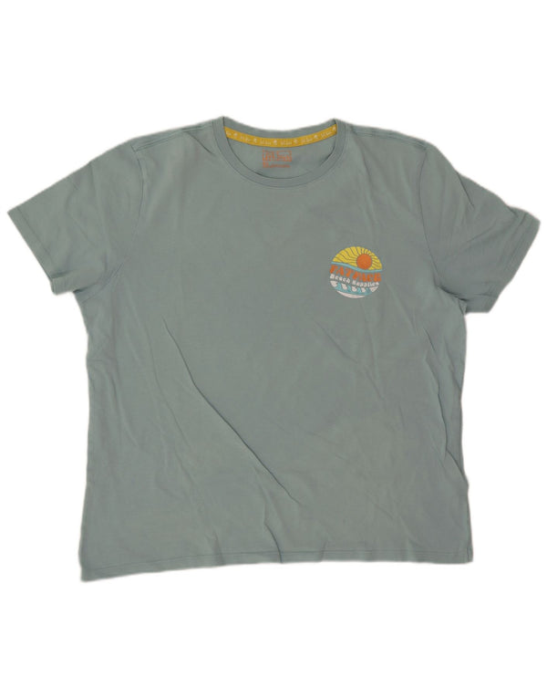 Fat Face Herren Grafik T-Shirt Top XL Türkis Baumwolle