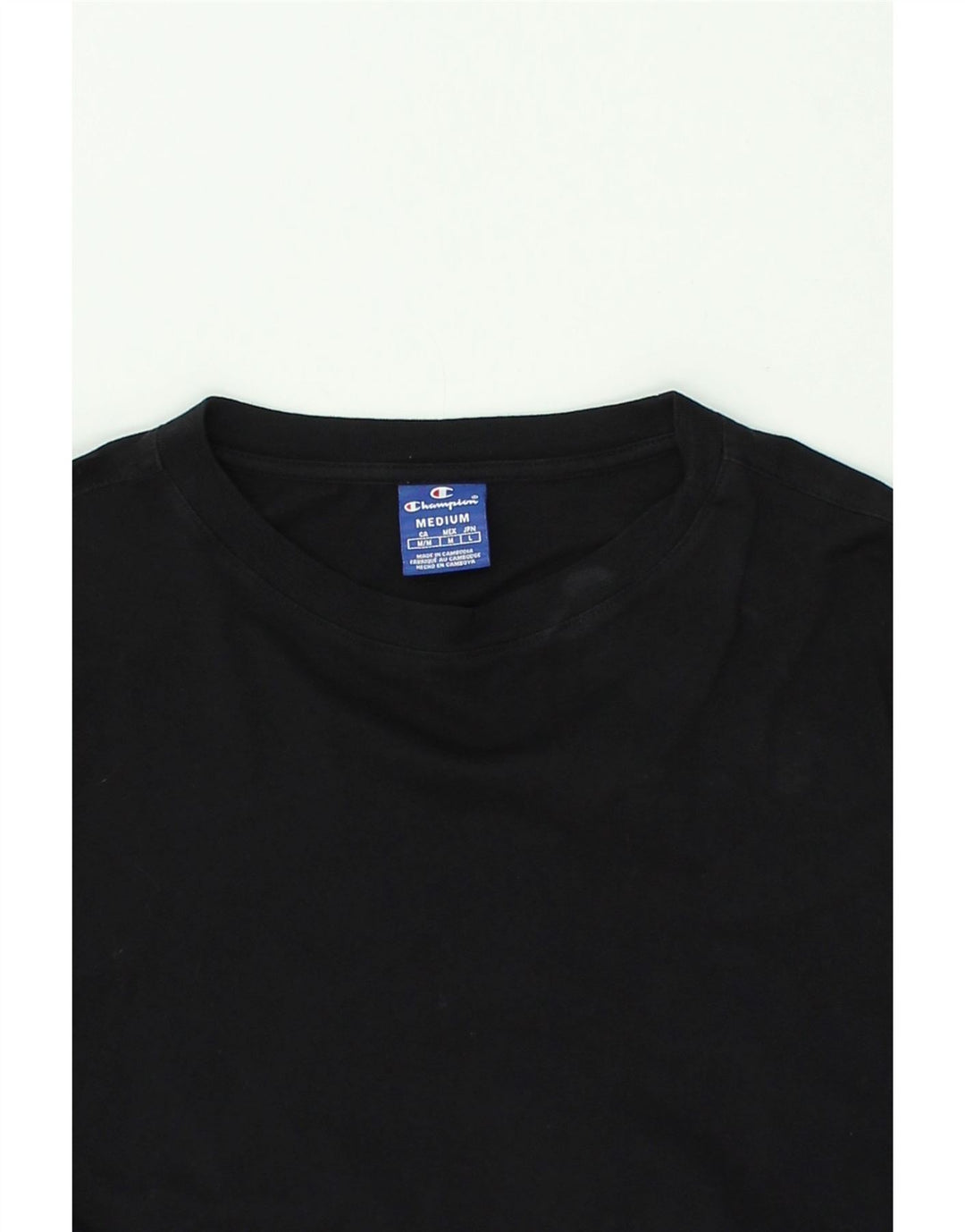 CHAMPION Womens Graphic Crop Sweatshirt Pullover UK 14 Mittelschwarze Baumwolle