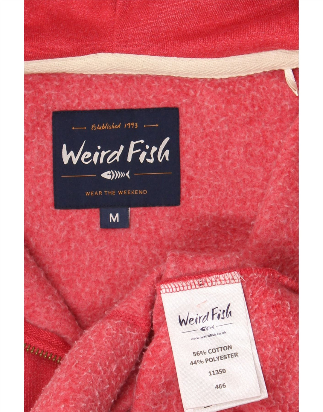 Weird Fish Herren-Kapuzenpullover mit Reißverschluss, mittelrote Baumwolle