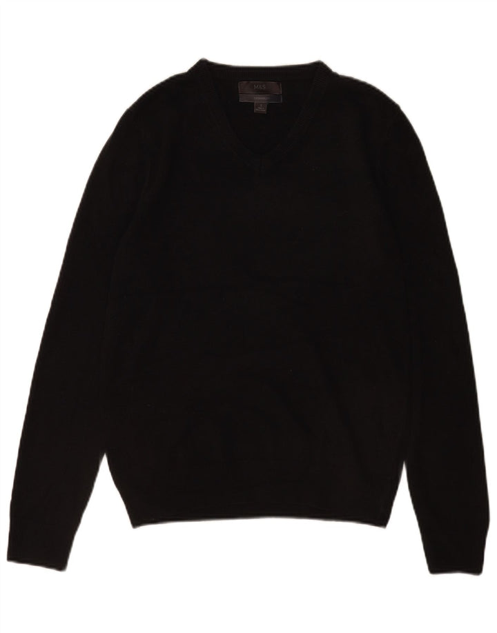 Marks & Spencer Herren-Pullover mit V-Ausschnitt, Größe S, Schwarz, Acryl