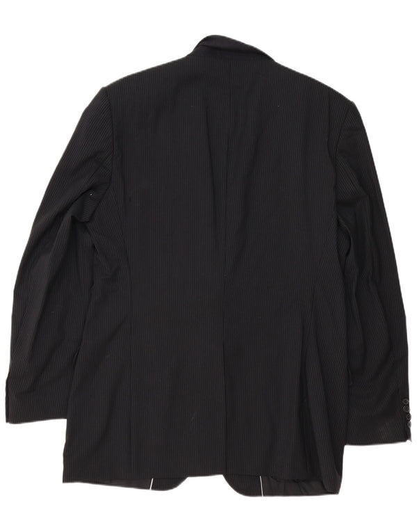 Hugo Boss Herren-Blazer mit 2 Knöpfen, EU 54, 2XL, schwarze Nadelstreifen-Schurwolle