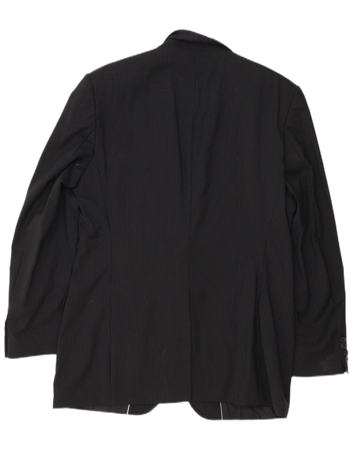 Hugo Boss Herren-Blazer mit 2 Knöpfen, EU 54, 2XL, schwarze Nadelstreifen-Schurwolle