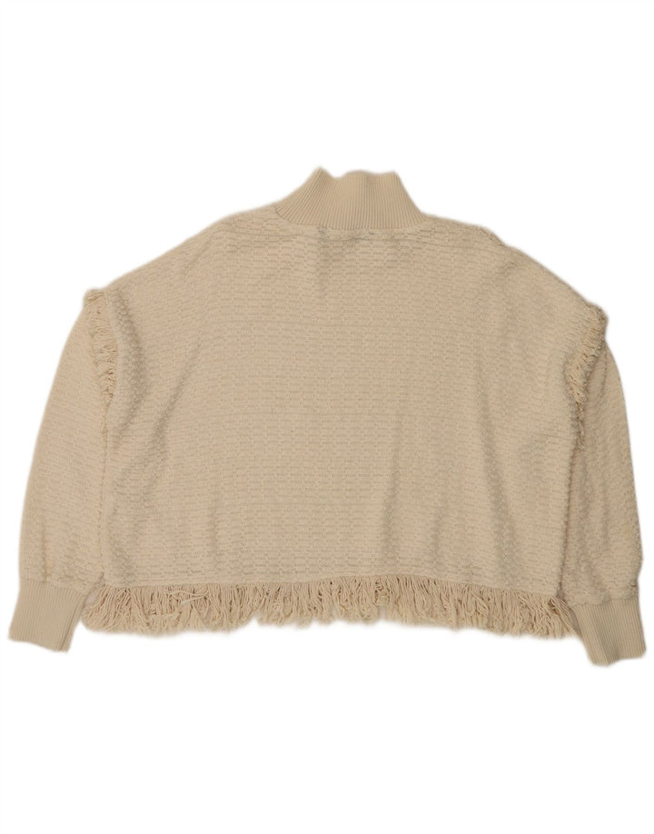 Zara Damen Crop Rollkragenpullover Pullover UK 14 Medium Off White