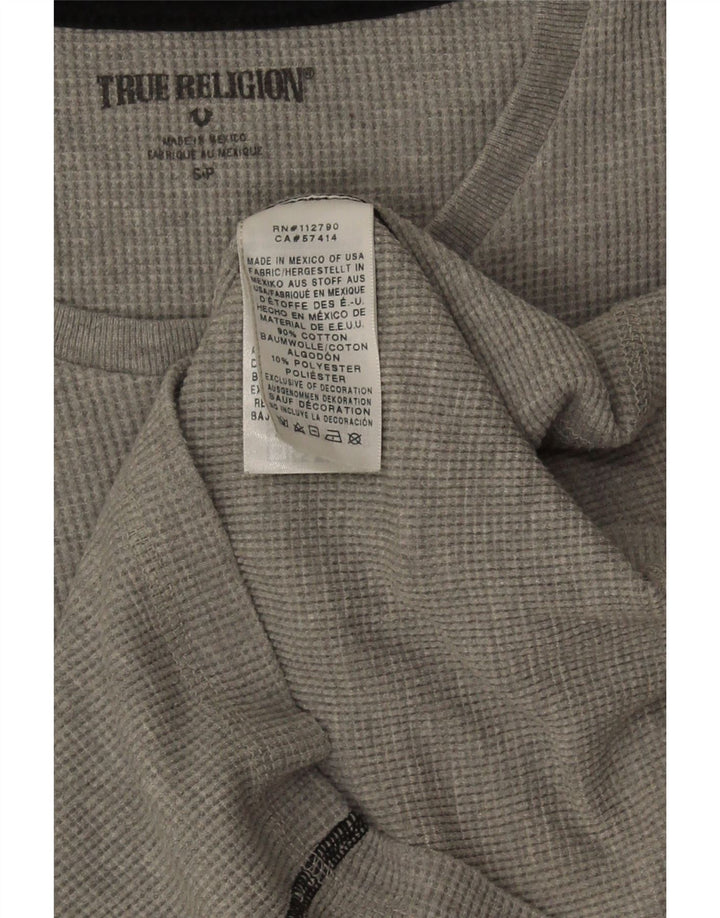 True Religion Herren-Grafik-Oberteil, langärmelig, klein, graue Baumwolle