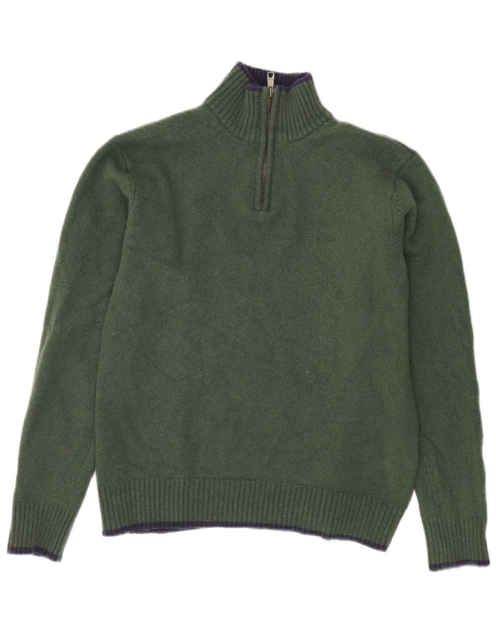 FILA Damen-Pullover mit Reißverschluss, UK 18, XL, Khaki, Lammwolle