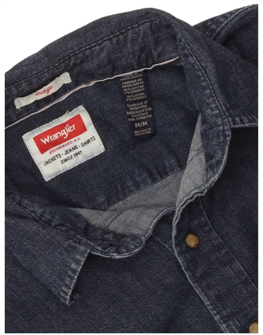 Wrangler Herren Indigo-Jeanshemd aus mittelblauer Baumwolle
