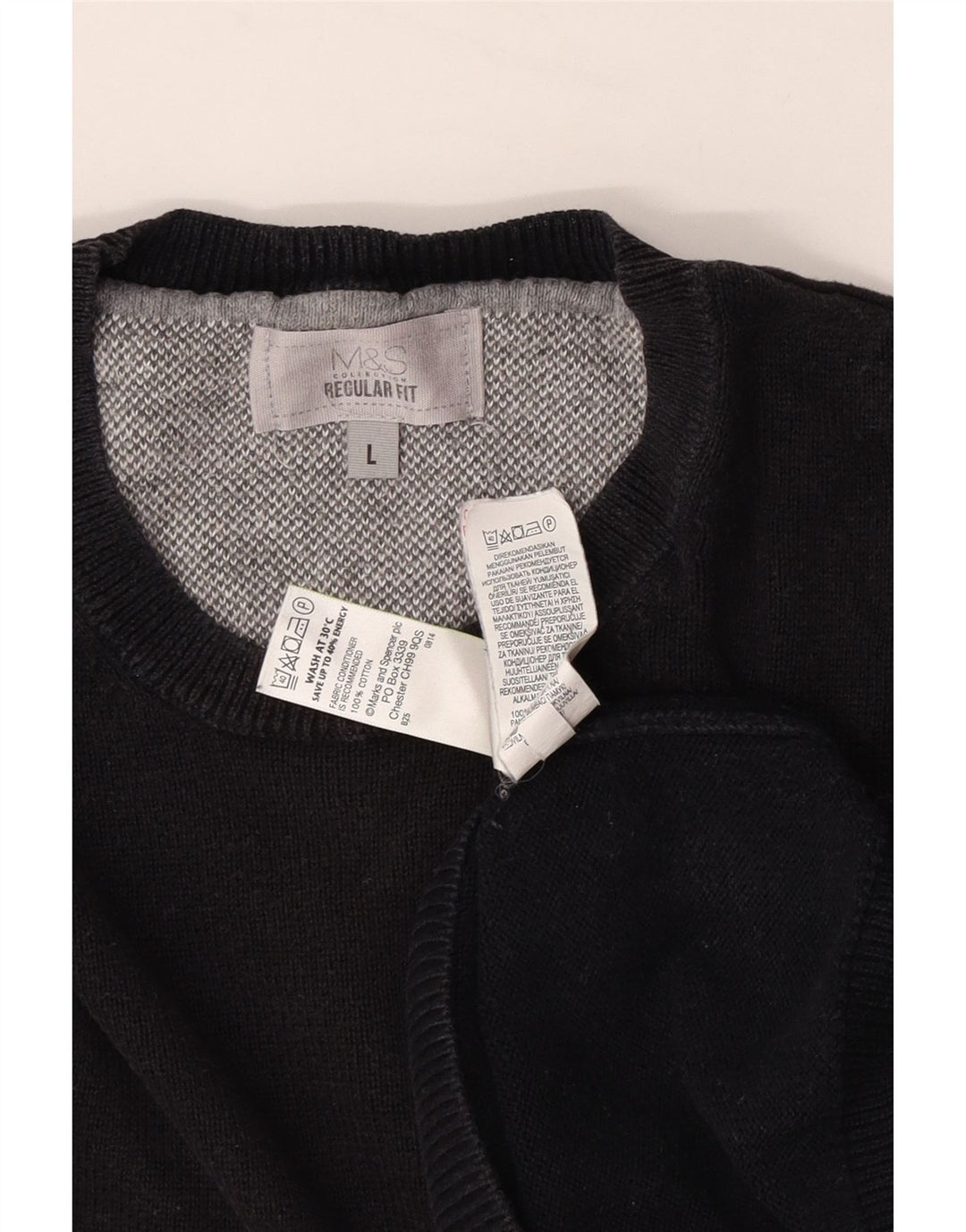 Marks & Spencer Herren-Pullover, reguläre Passform, Rundhalsausschnitt, Größe L, Marineblau