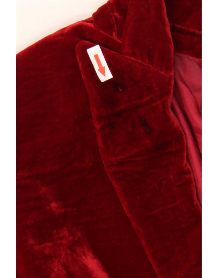 Massimo Dutti Damen-Blazer aus Samt mit 1 Knopf, EU 44, XL, rote Viskose