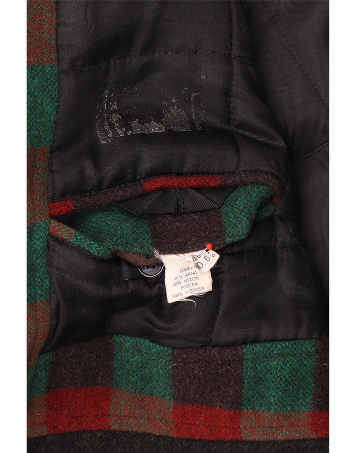 Vintage Herrenmantel IT 48 Medium Mehrfarbig karierte Wolle