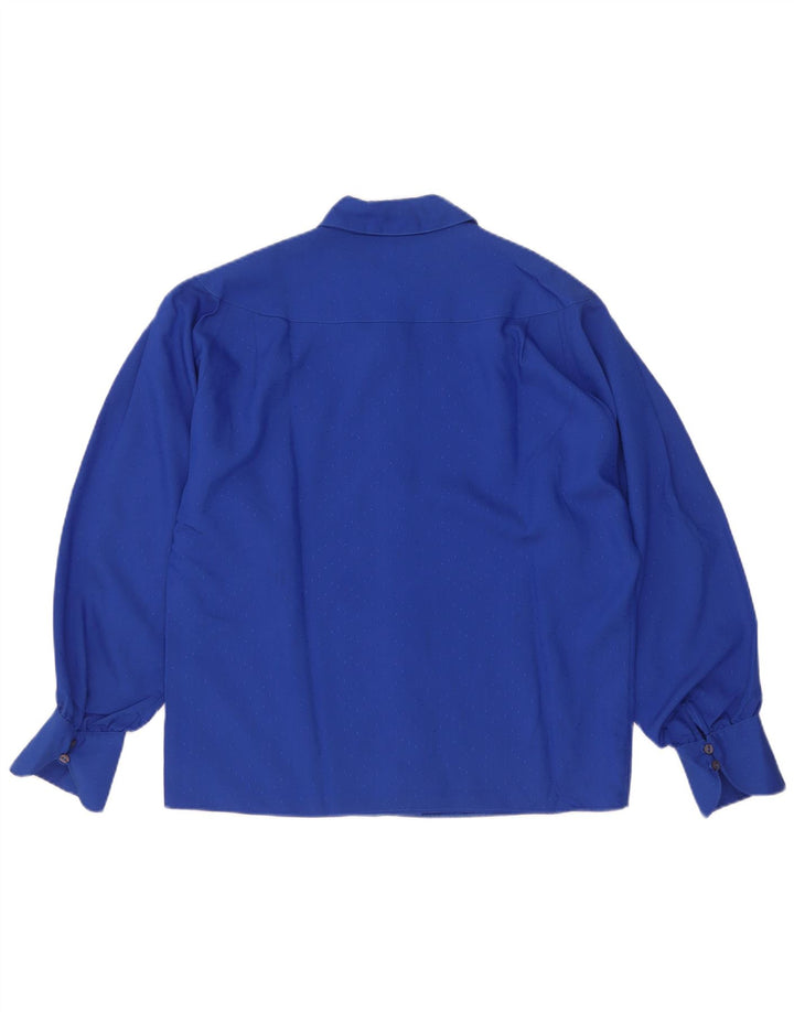 Vintage Damen Hemdbluse EU 38 Mittelblau gefleckte Viskose