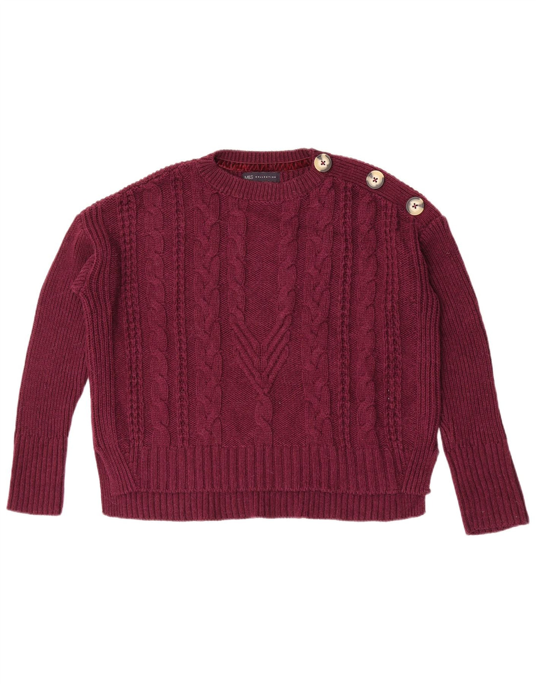 Marks & Spencer Damen-Pullover mit Rundhalsausschnitt, Gr. 14, mittleres Kastanienbraun