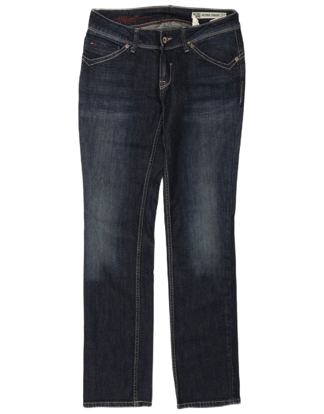 TOMMY HILFIGER Damen Victoria Straight Jeans W29 L32 Blaue Baumwolle