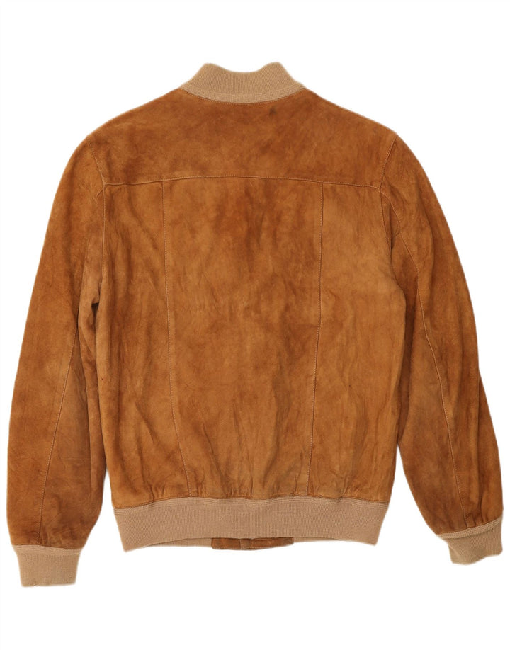 VINTAGE Herren Wildleder Bomberjacke UK 36 Small Beige