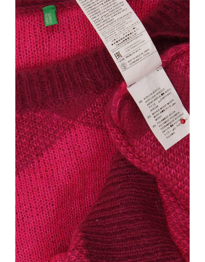 Benetton Damen-Poncho-Pullover in Übergröße, Einheitsgröße, rosa Argyle/Diamant
